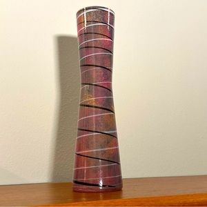 Retro Purple Spiral Glass Vase - 11.75” Tall